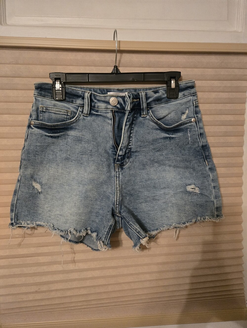 Lauren Conrad High-Rise Distressed Denim Shorts - Blue